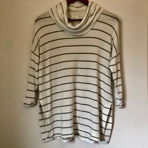 Lou & Grey Striped Cowl Neck 3/4 Sleeve Top XS